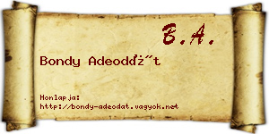 Bondy Adeodát névjegykártya